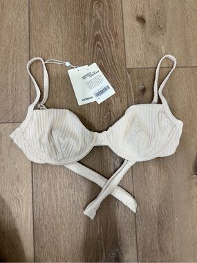 Monday Swimwear Cream Ribbed Underwire Bikini Top NWT